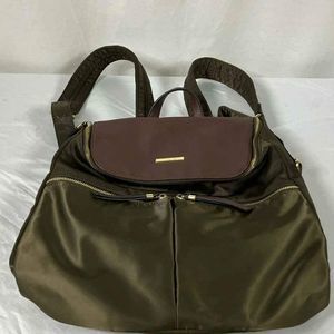 SIMPLY NOELLE Designer ARMY GREEN/Brown NYLON BACKPACK